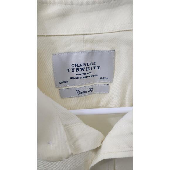 Charles Tyrwhitt LS 16 1/2 35 Classic Fit Button Up Dress Shirt Yellow - Picture 2 of 5